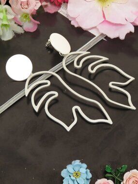 Stylish Silver Plated Leaf Shape Drop Earrings for Women Wedding Wear Earrings